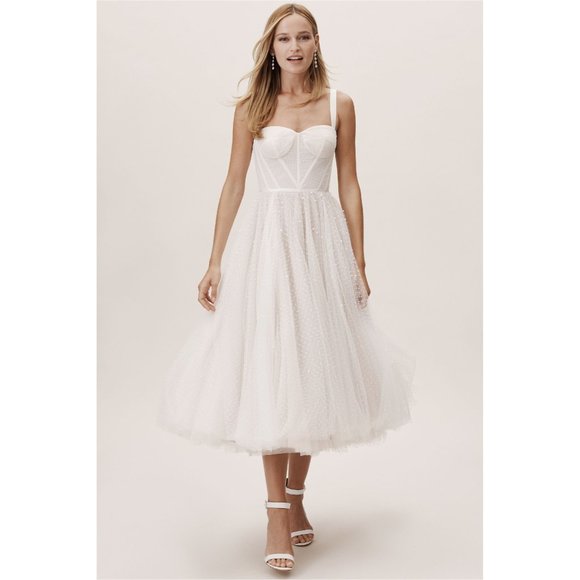 BHLDN Watters Lynette Wedding Gown tea length Size 10 NEW - Picture 11 of 11